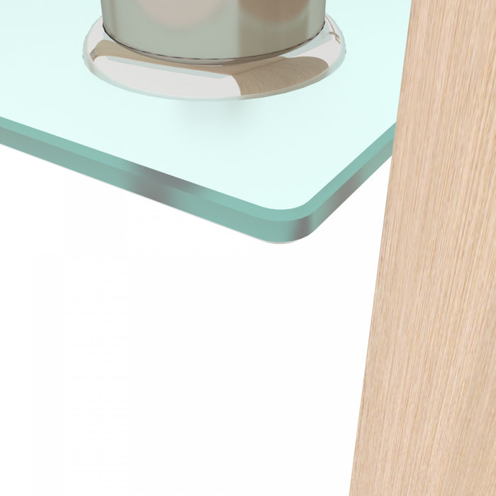 Liam Modern Rectangle Clear Tempered Glass Coffee Table,Oak