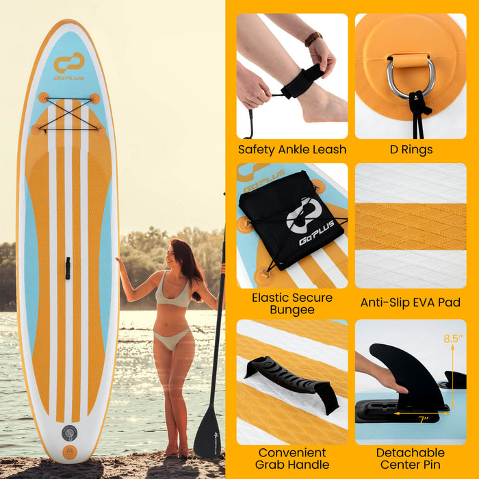 Goplus Large Inflatable Sup Board, Portable Paddle Board With 5d Rings Stand Up Paddle Board For Youth & Adult Orange