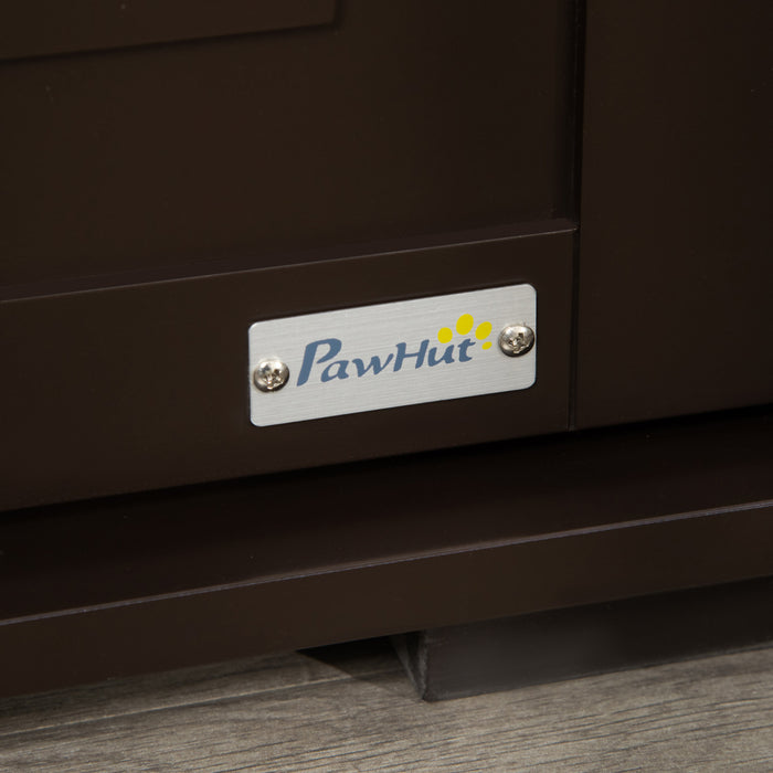 Pawhut Cat Litter Box Enclosure Hidden Cat Furniture Cabinet Indoor Cat Washroom Double-door Nightstand End Table With Cat Hole Window Coffee