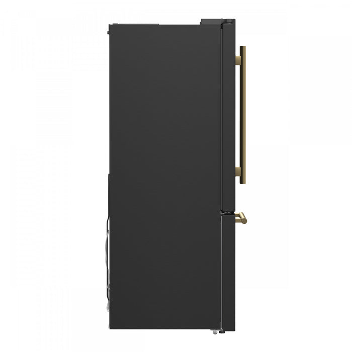 Forno Espresso Gallipoli 30-inch French Door Black Refrigerator, 17.5 cu.ft. - FFFFD1974-31BLK