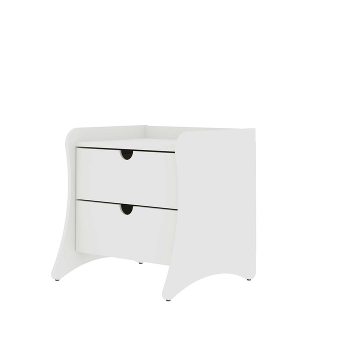 Coney Mid-Century Modern 20\" Nightstand in White (2-Drawer) - Set of 2