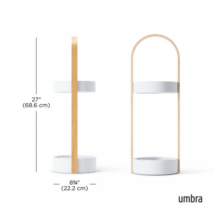 Umbra Modern Steel Bellwood Umbrella Stand - White and Natural