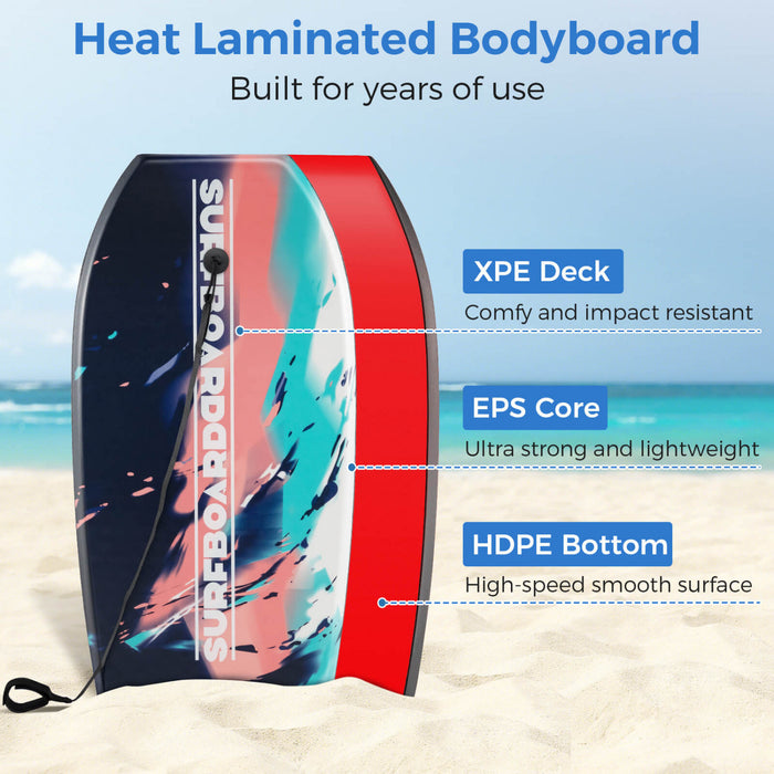 Costway 41\" Lightweight Body Board With Eps Core Xpe Deck Hdpe Bottom Crescent Tail Multi-color