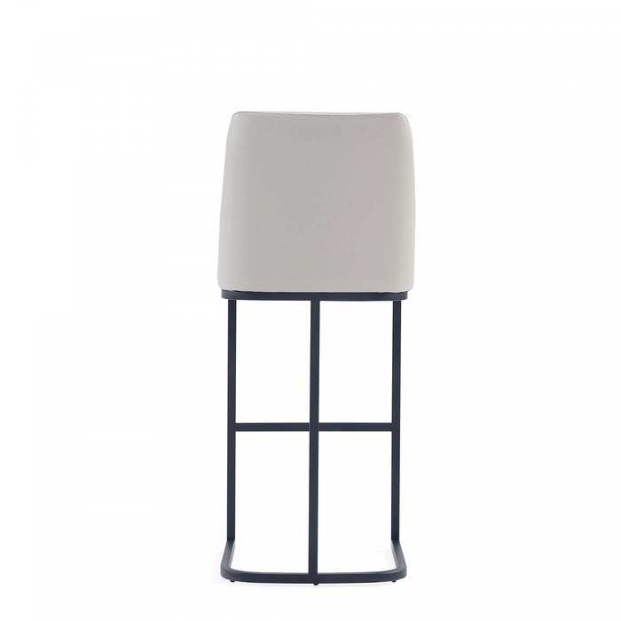 Serena Modern Metal Upholstered Barstool in Light Gray Bar Stool