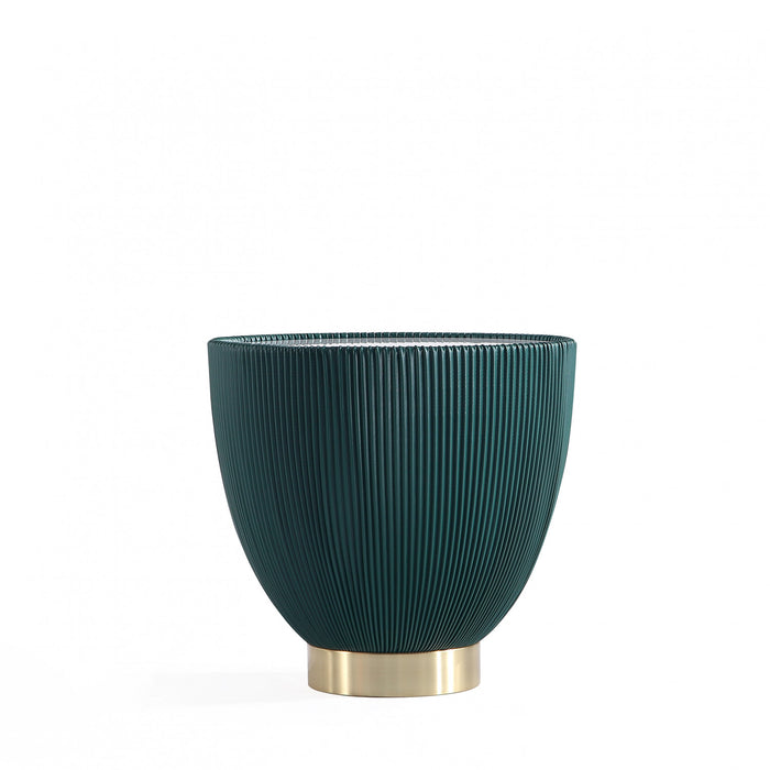 Anderson Modern Sintered Stone Top Upholstered End Table in Green - Set of 2