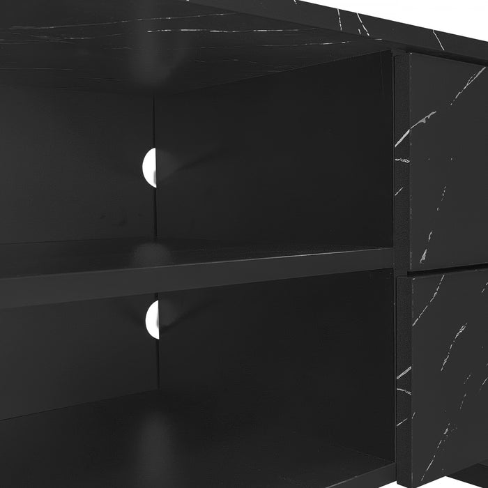 Ethan 78.7\" TV Cabinet with Adjustable LED Lighting,Black Tv Stand