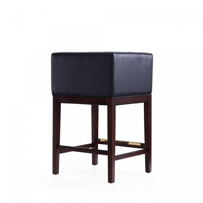 Kingsley Mid-Century Modern Wood Upholstered Counter Stool in Black - Set of 3