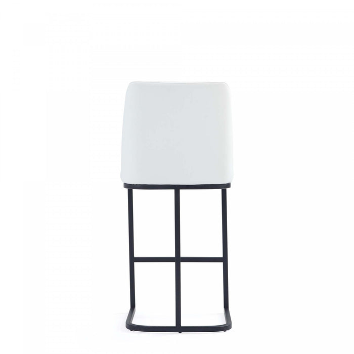 Serena Modern Metal Upholstered Counter Stool in White - Set of 2 Bar Stool