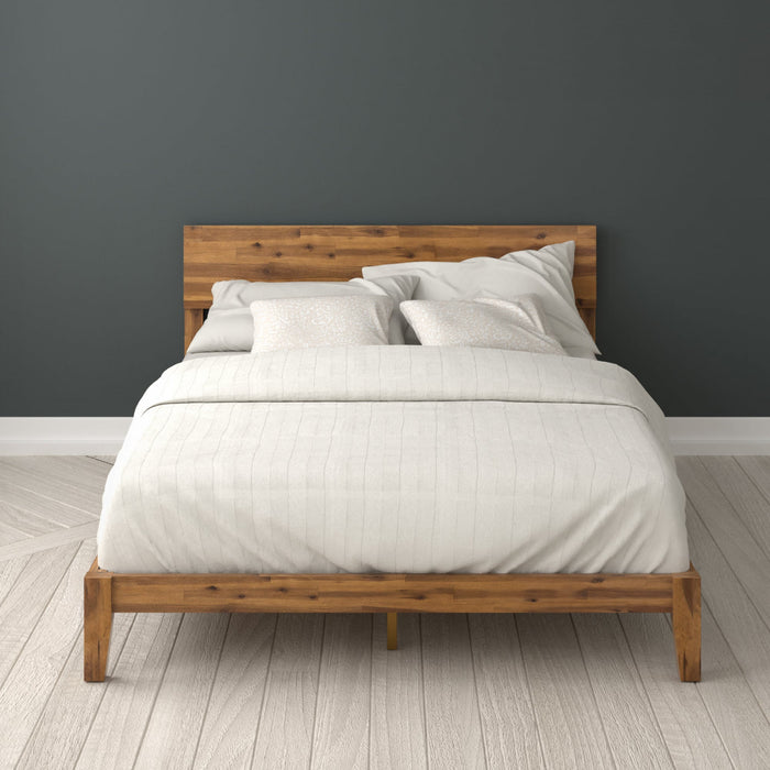 Julia Wood Platform Bed with Headboard - Queen Size