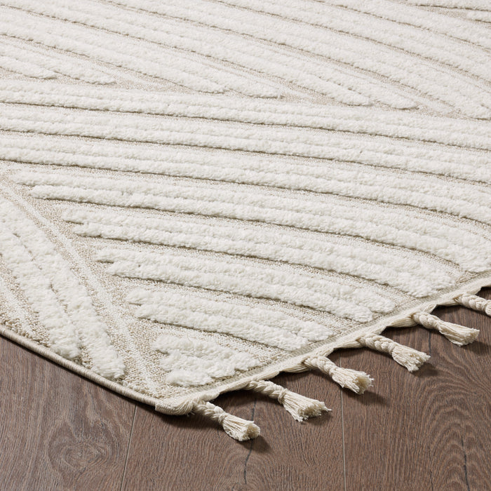 Quinto Brushed Beige Waves Shag Area Rug - 2'7\" x 8'