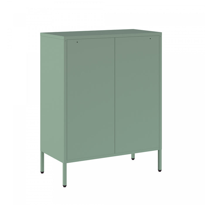Naomi Modern 32\" Metal Accent Cabinet in Sage Green Armoire