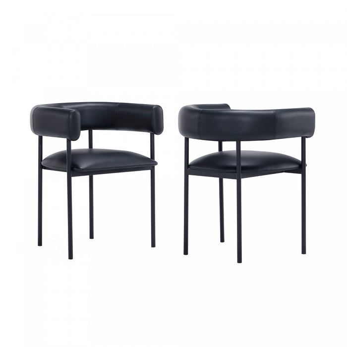 Onda Contemporary Vegan Leather Metal Dining Chair in Black