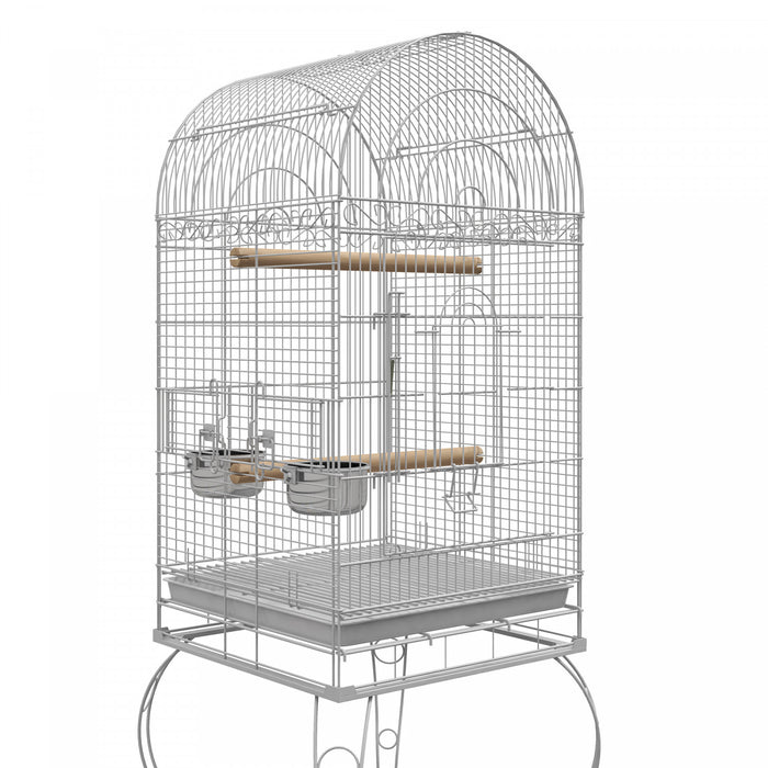 Pawhut 60\" Bird Cage Open Top For Finches, Canaries, Budgies, With Rolling Stand, Removable Tray, Storage Shelf