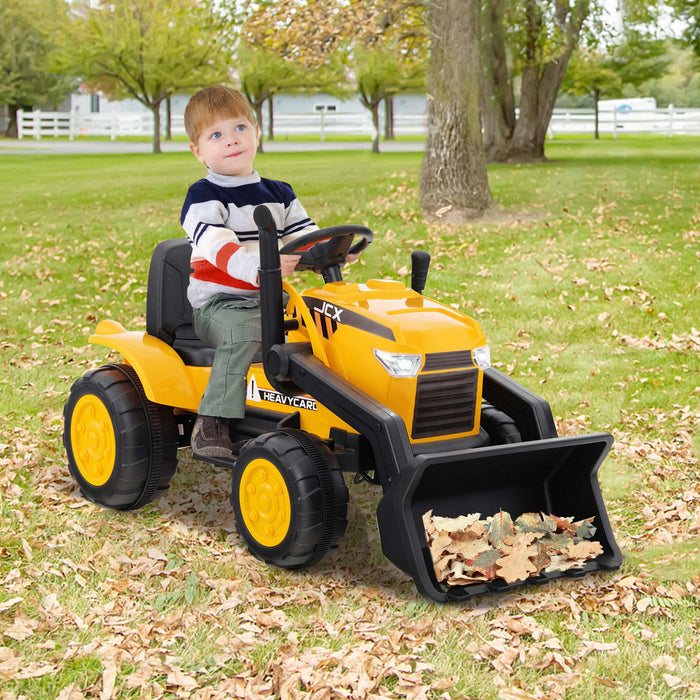 Costway 12v Kids Ride On Excavator Digger Electric Bulldozer Tractor Rc With Light & Music
