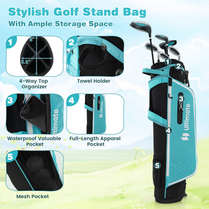 Ultimate Junior Complete Golf Club Set For Kids Age 11-13 Years Old Golf Practice Set Blue