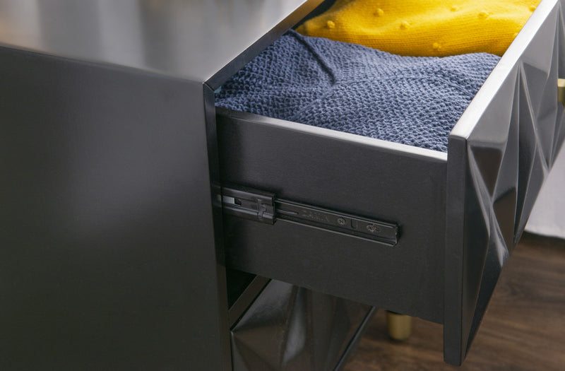 Geo 2-Drawer Textured Nightstand - Black