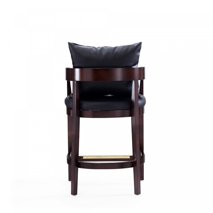 Ritz Mid-Century Modern Wood Upholstered Counter Stool in Black - Set of 3