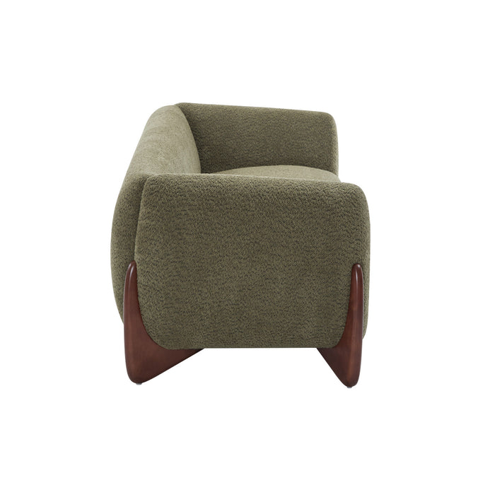 Harold 82.75\" Wood Boucle Sherpa 3-Seater Sofa,Olive Green Loveseat