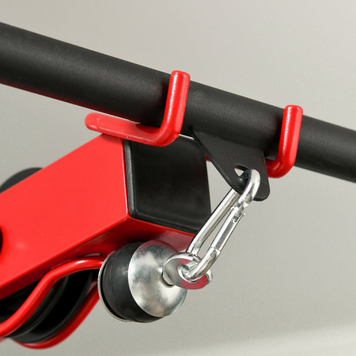 Soozier Lat Pull Down Machine Cable Station With Flip-up Footplate, Red