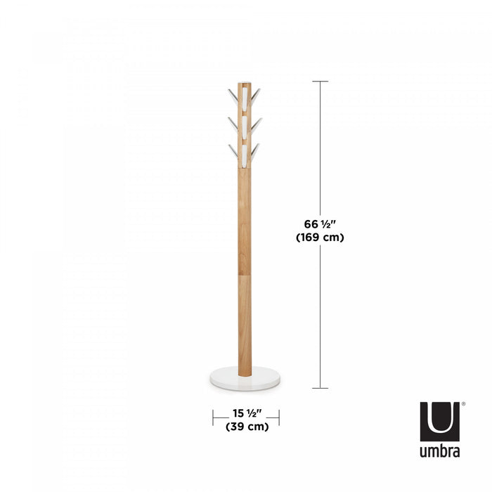Umbra Modern Wood Flapper Coat Rack - White and Natural