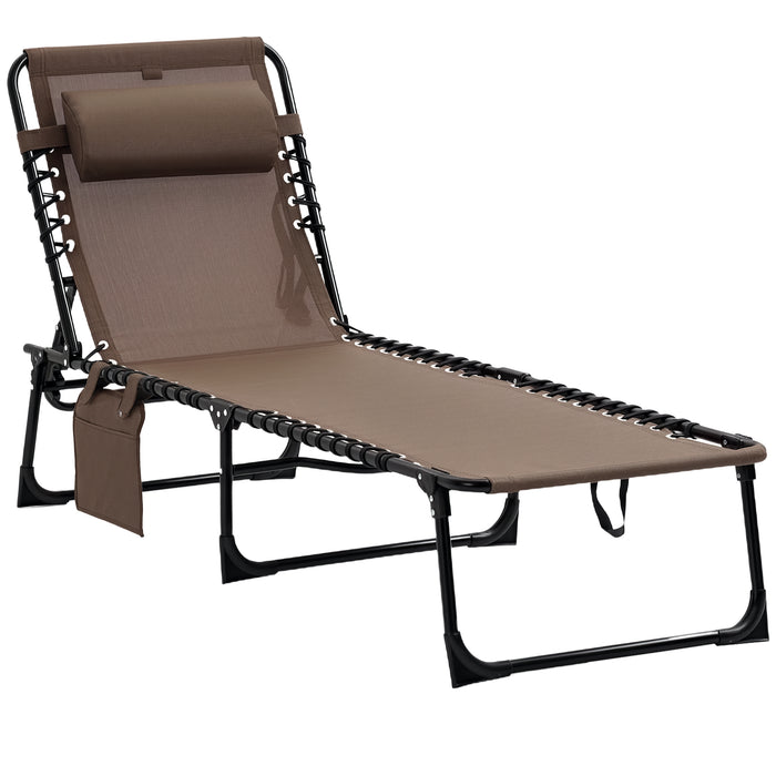 Outsunny Folding Lounge Chair, Reclining Tanning Chair With Adjustable Back
