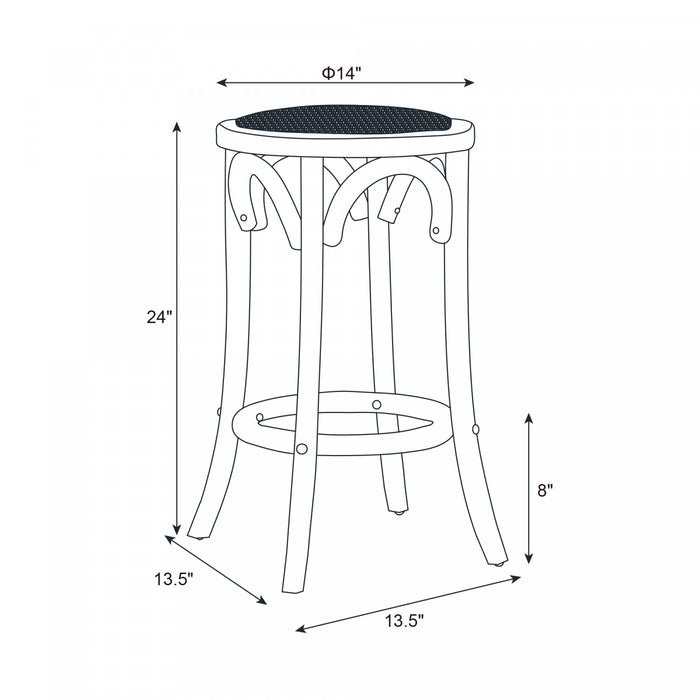 Rae Backless Rattan Counter-Height Stool - Walnut