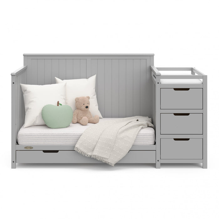 Graco Hadley 5-in-1 Convertible Crib and Changer with Drawer - Pebble Gray