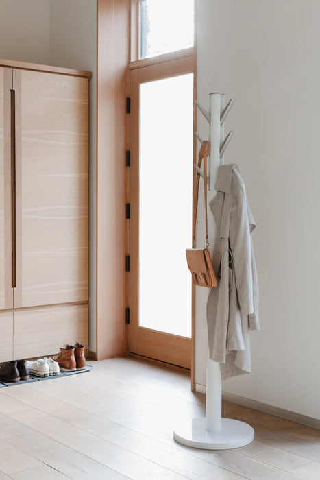 Umbra Modern Wood Flapper Coat Rack - White