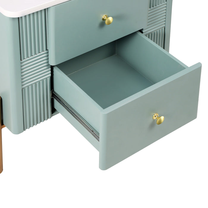 Lila Modern Nightstand with Storage Drawers and Metal Handles,Green