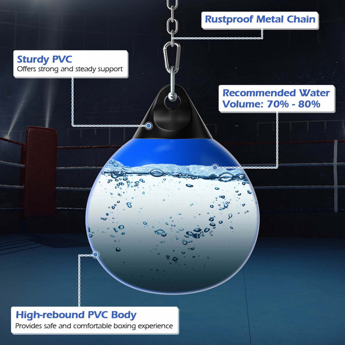 Goplus 18\" 110lbs Heavy Water Filled Punching Aqua Training Boxing Bag Home Gym Hook Blue