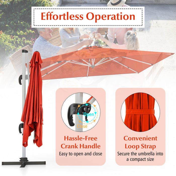Costway 10 FT Patio Cantilever Umbrella Outdoor Aluminum Hanging Offset Umbrella w/ 360° Rotation Orange