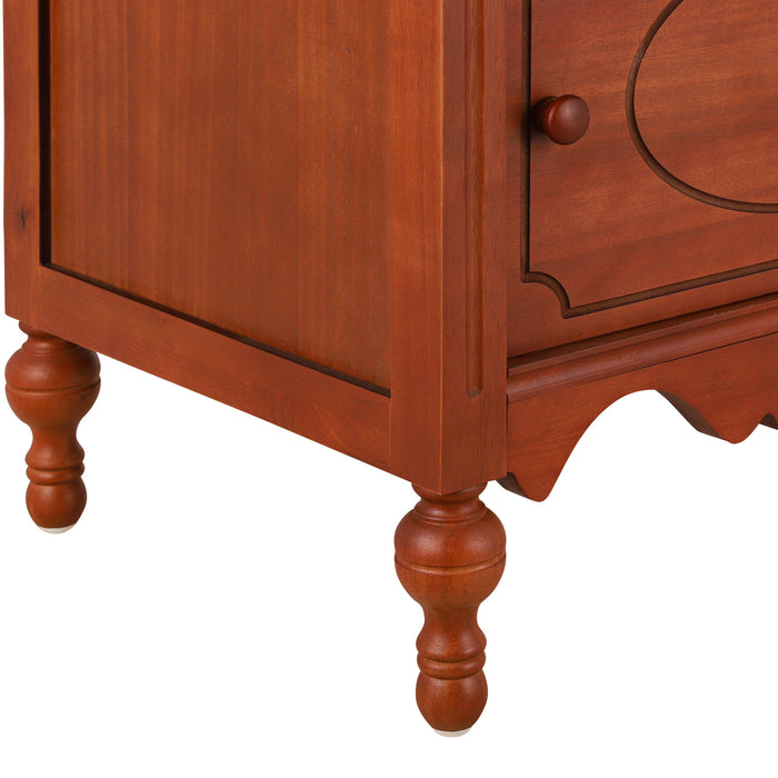 Amelia Vintage 24\" Nightstand with Carved Drawer and Cabinet,Brown