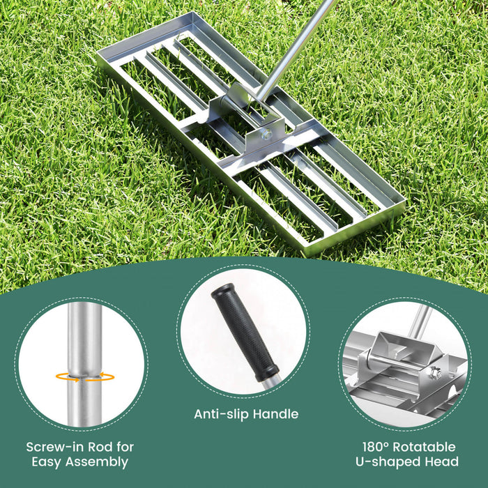 Costway Lawn Leveling Rake 30\" X 10\" Heavy Duty Level Lawn Tool For Garden Backyard/lawn Silver