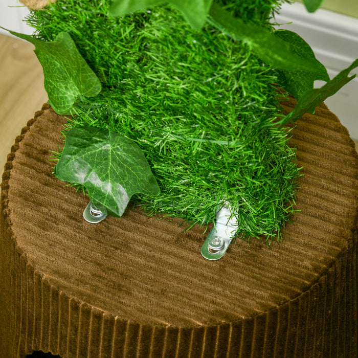 Pawhut 18\" Plush Cat Tree With Two Flower Platforms, Multi-activity Centre Cat Tower With Jute Scratching Posts, Elevated Perches, Round Roomy Condo With Door, Green