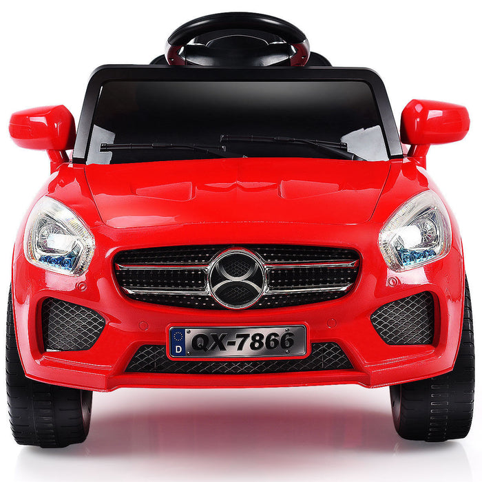 Costway 6v Kids Ride On Car Rc Remote Control Battery Powered W/ Led Lights Mp3 Red