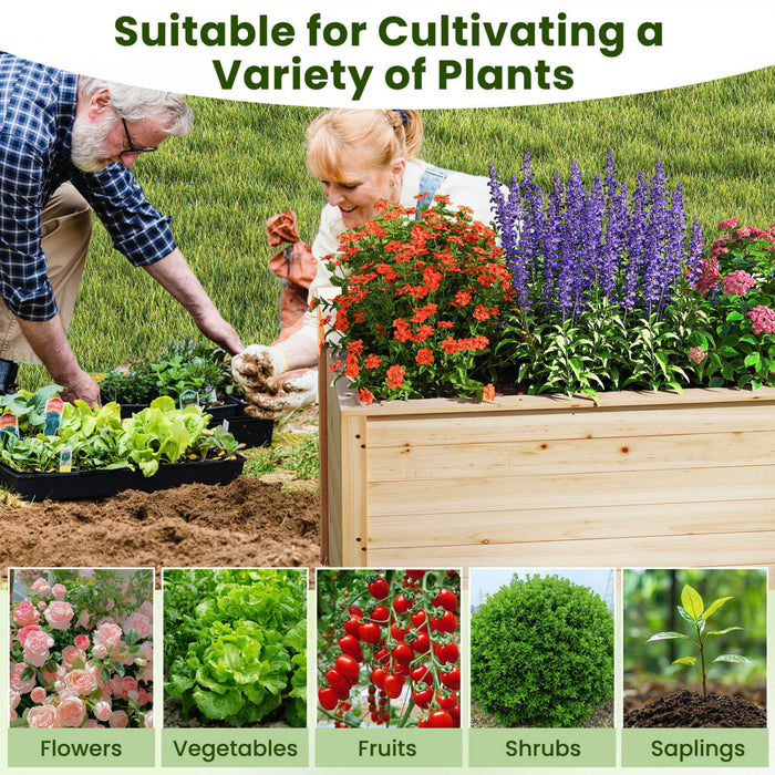 Costway 2 Pcs Elevated Planter Box With Open-ended Base For Deep-rooted Vegetable