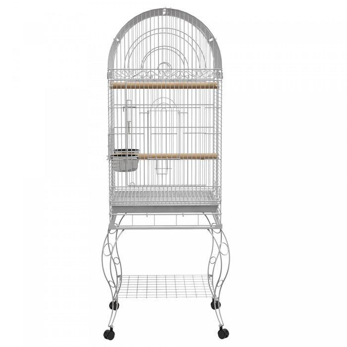 Pawhut 60\" Bird Cage Open Top For Finches, Canaries, Budgies, With Rolling Stand, Removable Tray, Storage Shelf