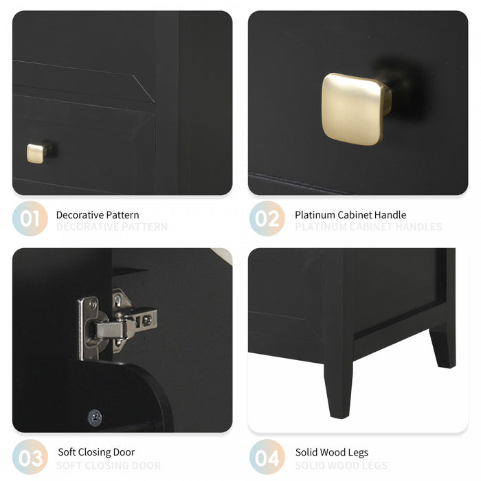 Puret 20 Inch Single Sink Bathroom Vanity with Door Shelf and Pull-Out Drawer, Black
