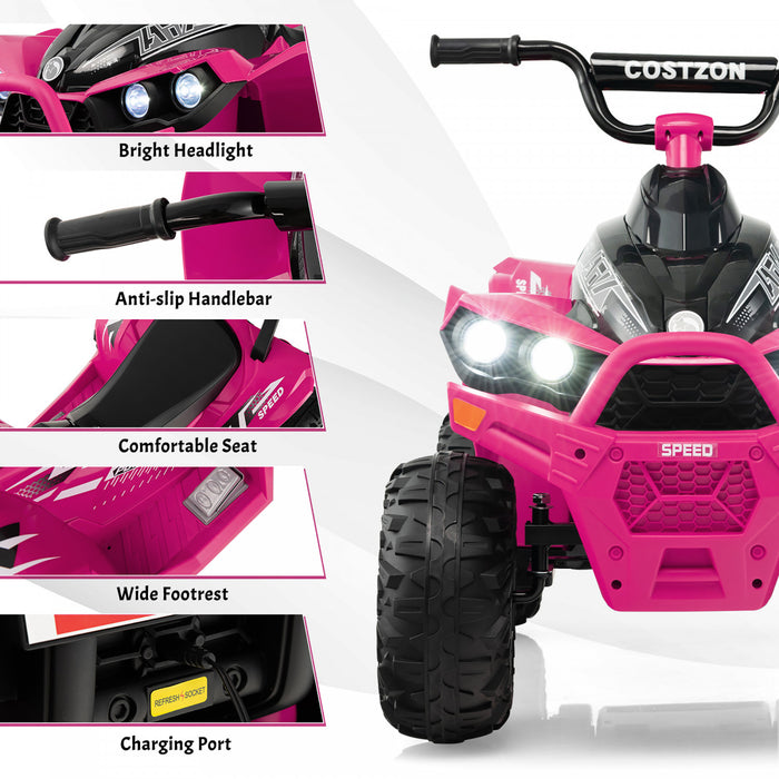 Costway 12v Battery Powered Kids Ride On Atv Electric 4-wheeler Quad Car With Mp3 & Light