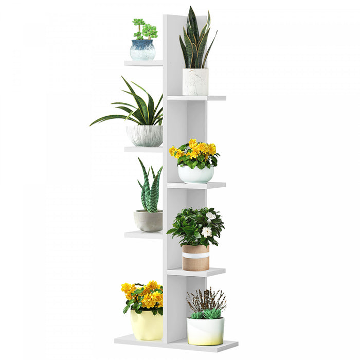 Costway Open Concept Bookcase Plant Display Shelf Rack Storage Holder Wooden White