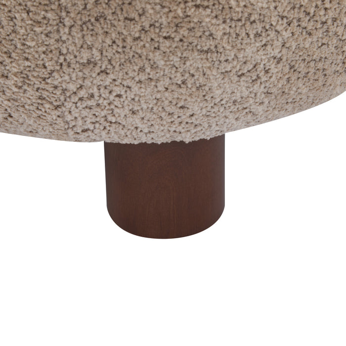 Nube Modern Boucle Accent Chair with Curved Backrest and Four-Leg Design, Light Brown, Walnut
