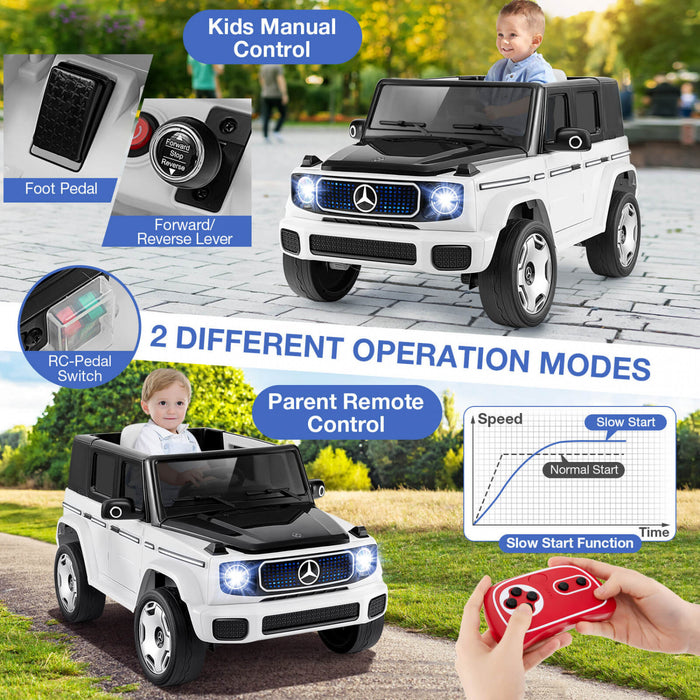 Costway Licensed Mercedes-benz Eqg Kids Ride On Car With Remote Control Detachable Battery White