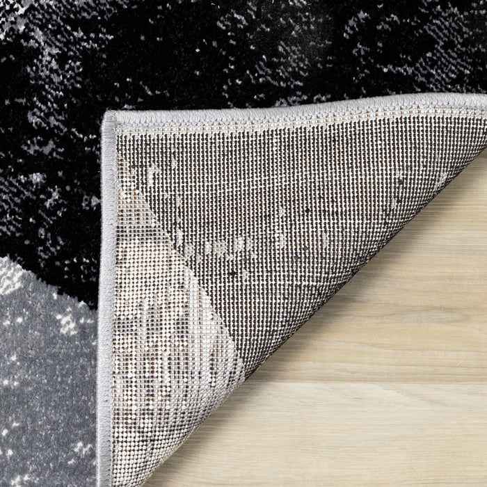 Covington Black White Grey Distressed Geometric Triangle Rug, 2'0\" x 7'7\" Indoor Area Rug