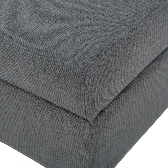 Haley Fabric Armless Loveseat With Hidden Storage And Wood Legs - Charcoal