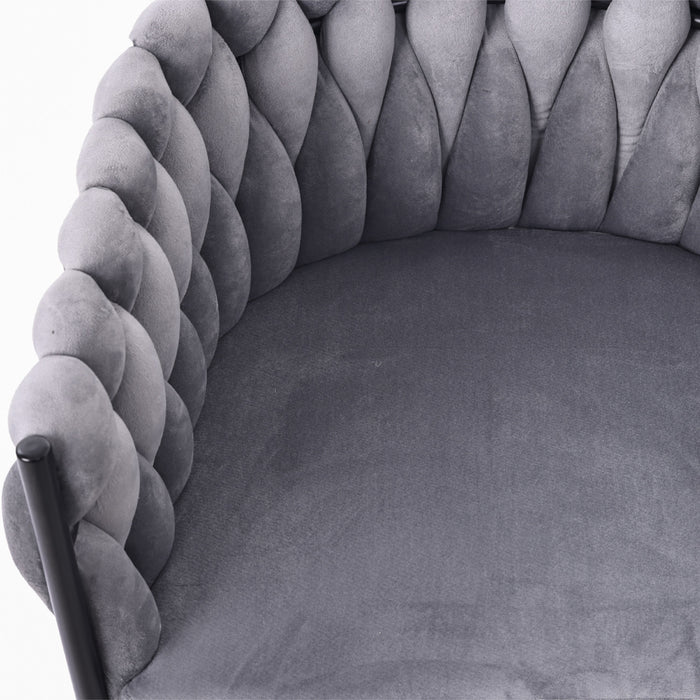 Amelia Velvet Swivel Dining Chairs with Tufted Upholstered and Metal Legs Set of 6, Grey