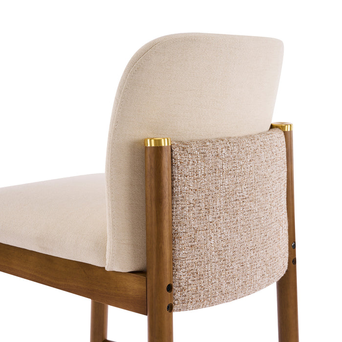 Lois Rubber Wood Counter Stool Set of 4 with Upholstered Seat and Footrest,Beige