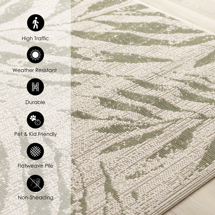 Jackson Taupe White Elegant Border Outdoor Rug, 6'7\" x 9'6\" Outdoor Area Rug