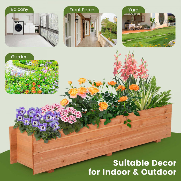 Costway Raised Garden Bed Wood Rectangular Planter Box With 2 Drainage Holes Outdoor