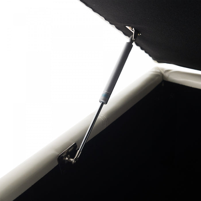 Liam 34.25\" Large Square Faux Leather Ottoman Coffee Table with Storage,Beige