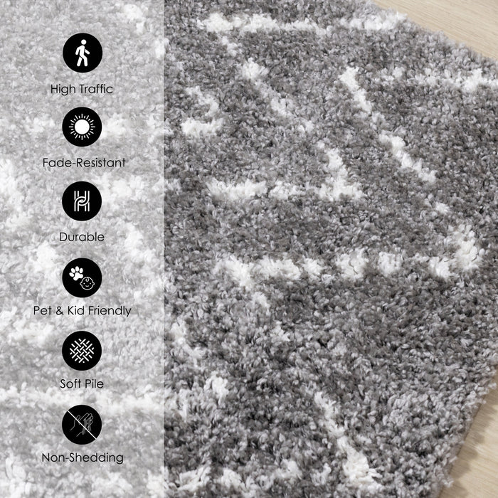 Taylor Grey Cream Rustic Diamond Rug, 5'3\" x 7'7\" Indoor Area Rug